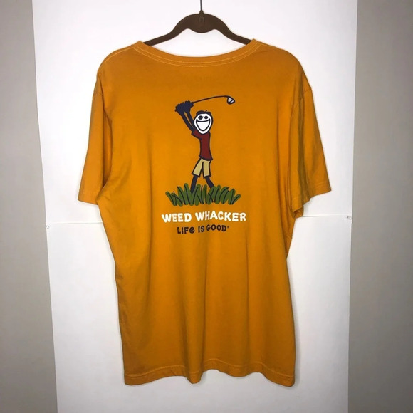 5/$25 Life Is Good Crusher T-shirt Weed Whacker L Golden Golf Short Sleeves - Picture 8 of 9